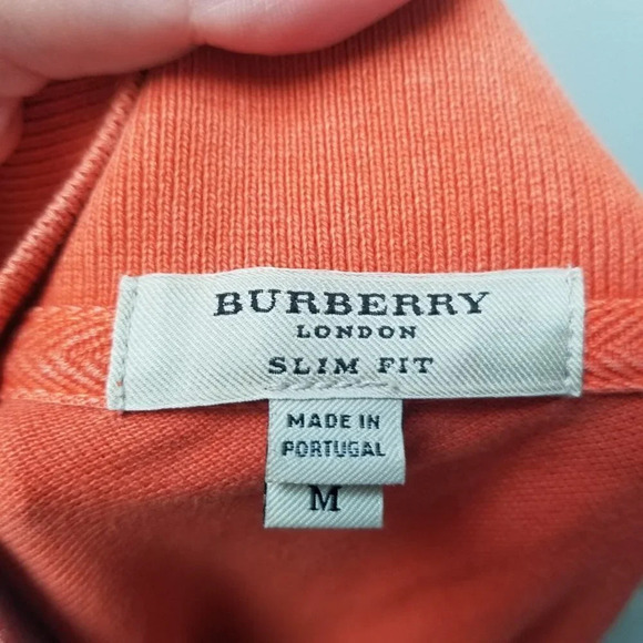BURBERRY Slim Fit Orange Polo Shirt Collared Short Sleeve  M - Picture 4 of 11
